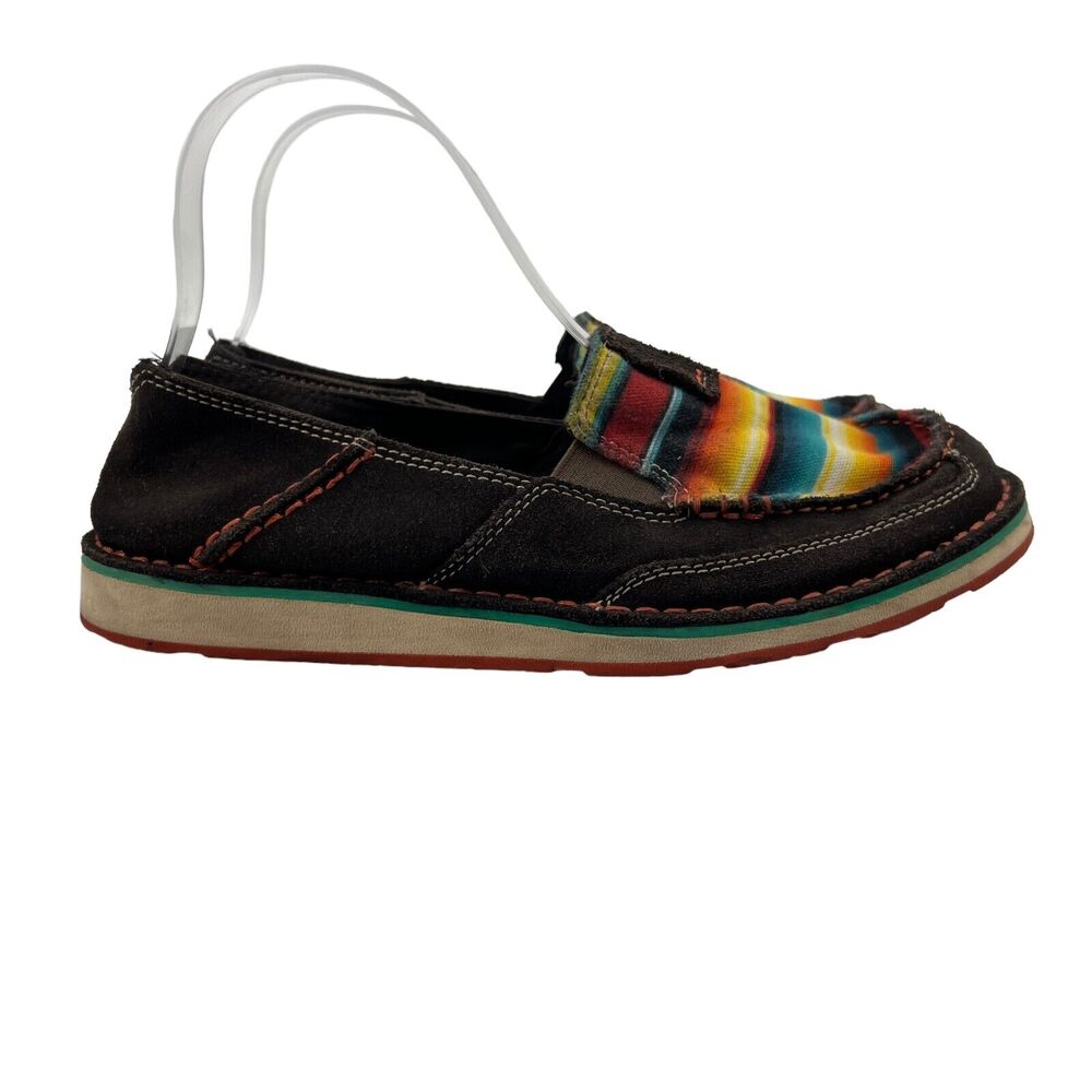 Ariat Women 8.5 Serape Striped Cruiser Shoe Slip On Brown Canvas Loafer 10021153
